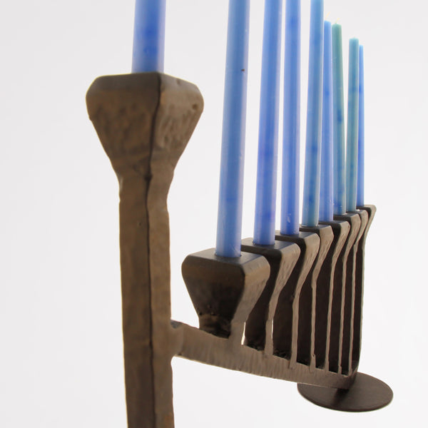 9 Candle Handmade Iron Chanukah Menorah 2 Bases Design  