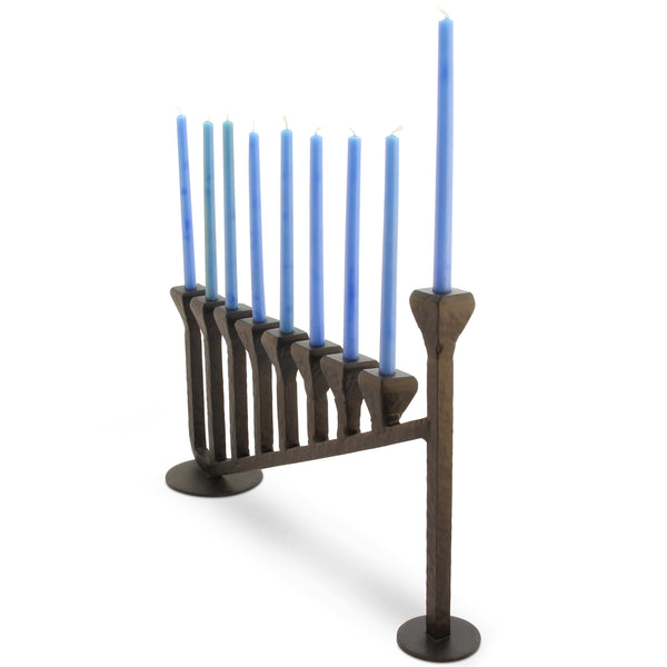 9 Candle Handmade Iron Chanukah Menorah 2 Bases Design  