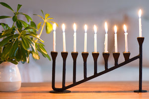 9 Candle Handmade Iron Chanukah Menorah 2 Bases Design  