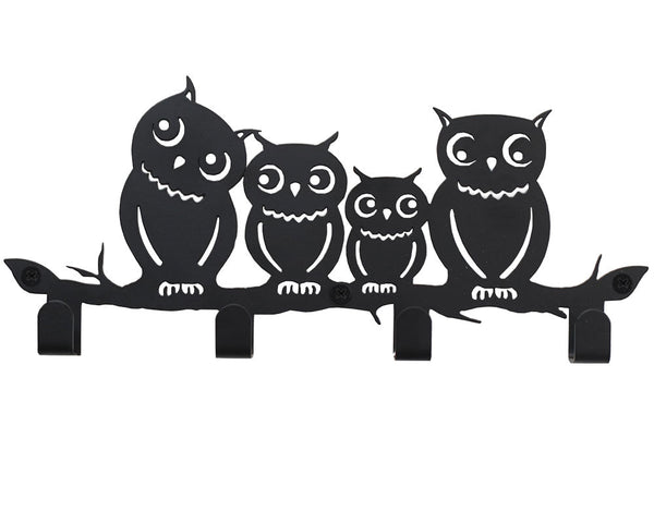 4 Hooks Wall Mounted Holder with Owl Décor 