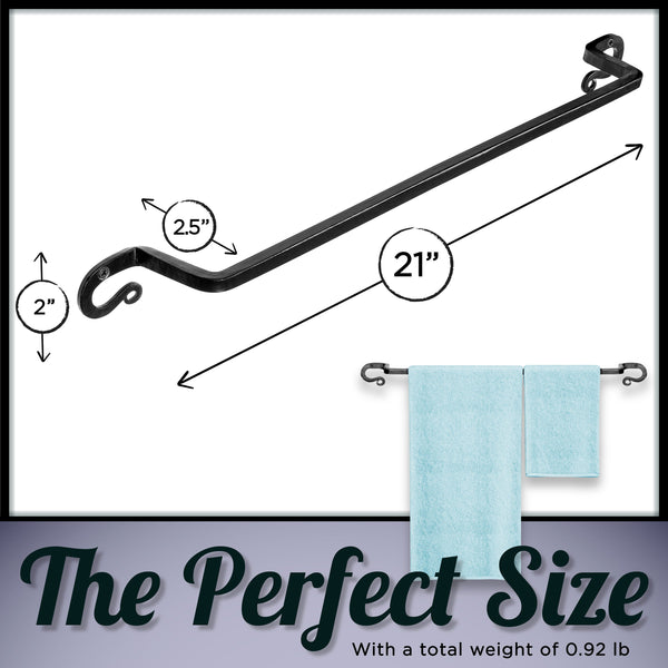 Handmade Wrought Iron Towel Bar Holder  - 21 Inch